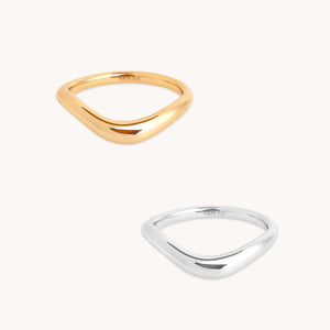 Mixed Metal Wave Ring Stacking Set - Elevate Your Style!.