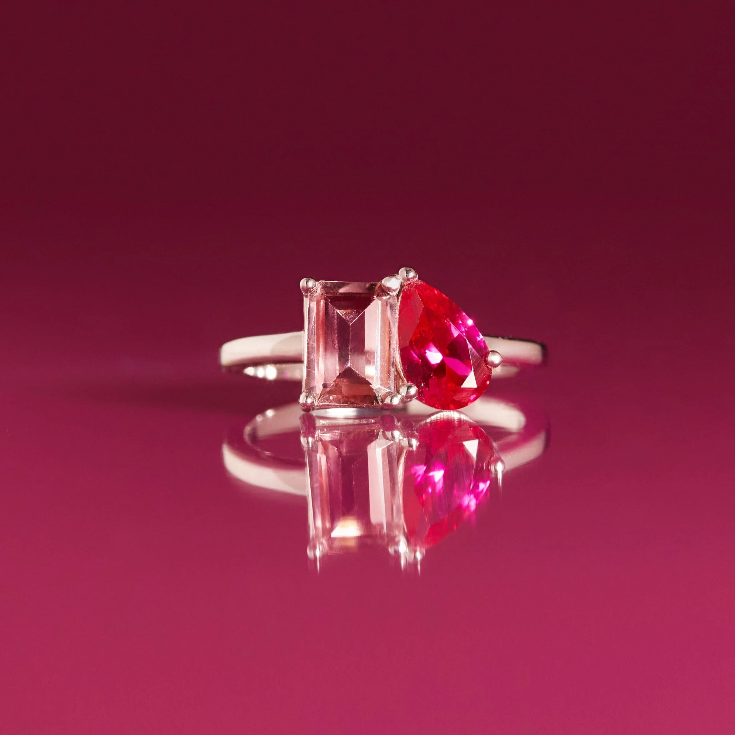 Toi Et Moi Gemstone Classic Ring NikNenz™ Premium Gold & Diamonds
