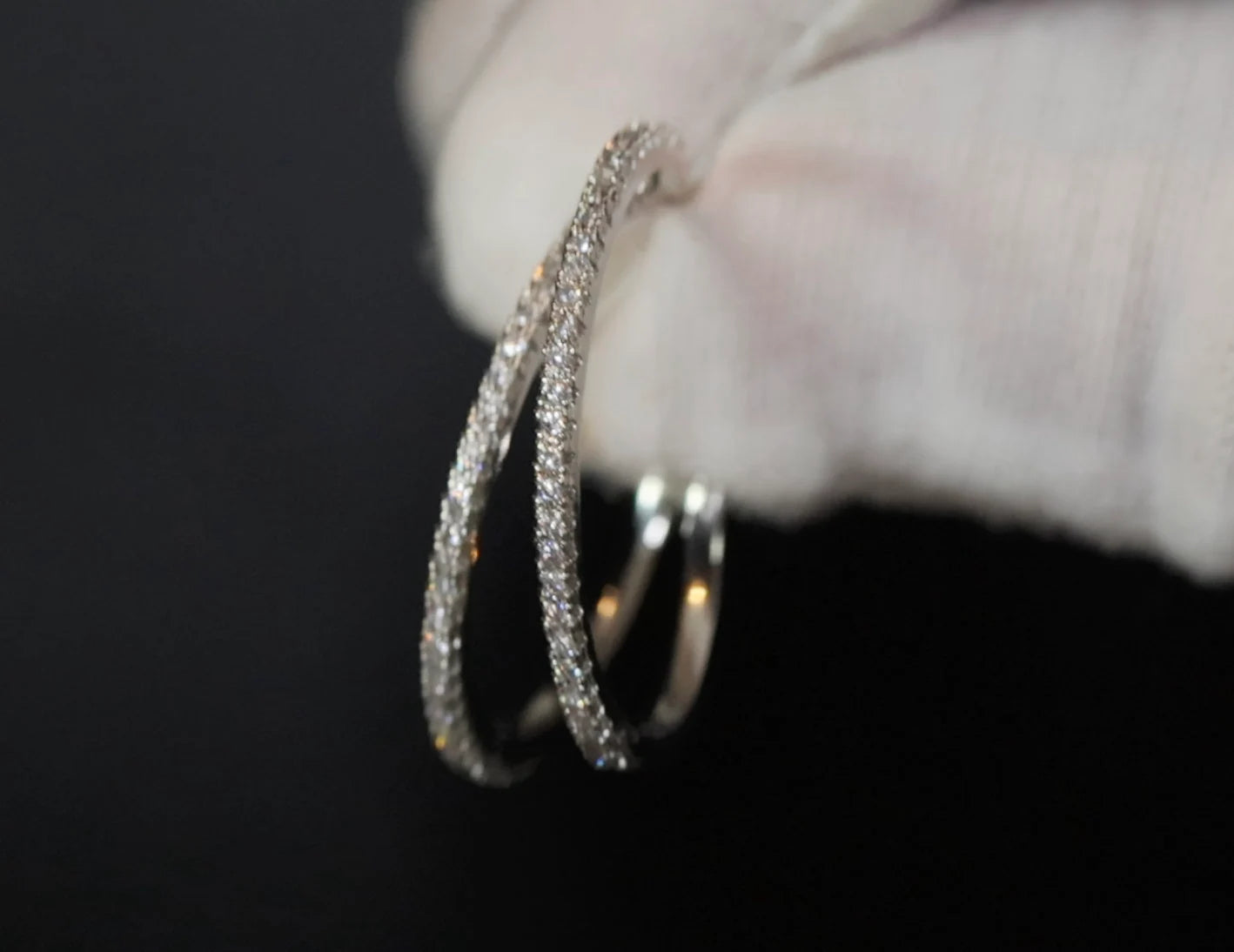 Diamond Hoop Earrings | Hoop Earrings | Womens Big Diamond Earrings | Silver Hoop Earrings with Diamonds | Womens Hoop Earrings | Earrings
