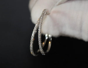 Diamond Hoop Earrings | Hoop Earrings | Womens Big Diamond Earrings | Silver Hoop Earrings with Diamonds | Womens Hoop Earrings | Earrings