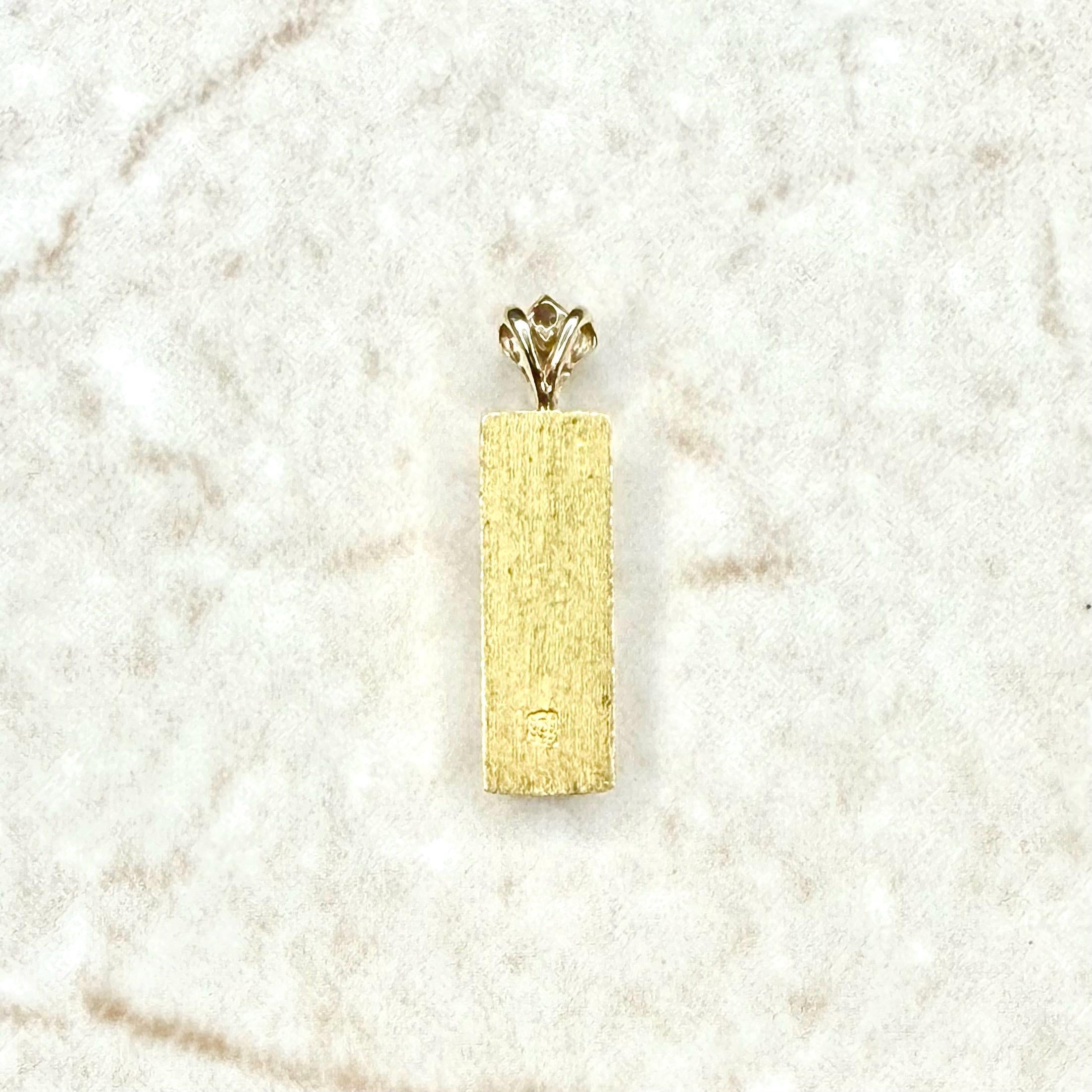 24K Pure Gold Bar Pendant - 24K Solid Gold Bullion Pendant - Pure Gold Pendant - 24K Gold Ingot Pendant - Gold Bar Charm - Holiday Gift