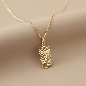 Stunning 14K Yellow Gold Owl Pendant Necklace - A Timeless Charm.
