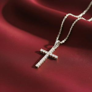 Elegant 14K White Gold Small Cross Pendant Necklace - A Timeless Treasure.