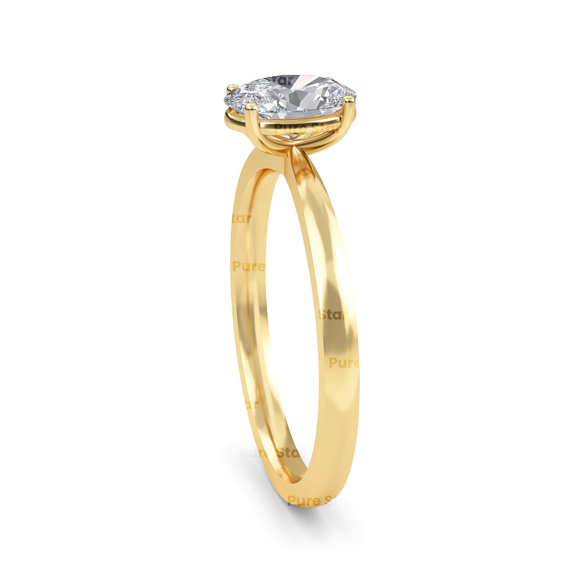Oval Lab Grown Diamond Engagement Ring Solitaire Wedding Ring 1St Anniversary Ring Gift Simple Oval Diamond Ring for Proposal Oval Brilliant