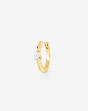 Stunning Mini Pear Diamond Huggies for Effortless Elegance.