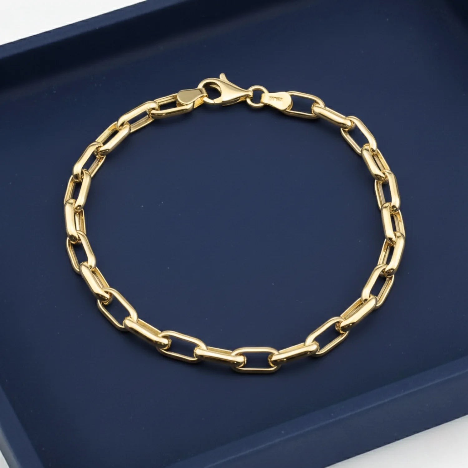 14K Yellow Gold Paperclip Bracelet, 7.5 Inches