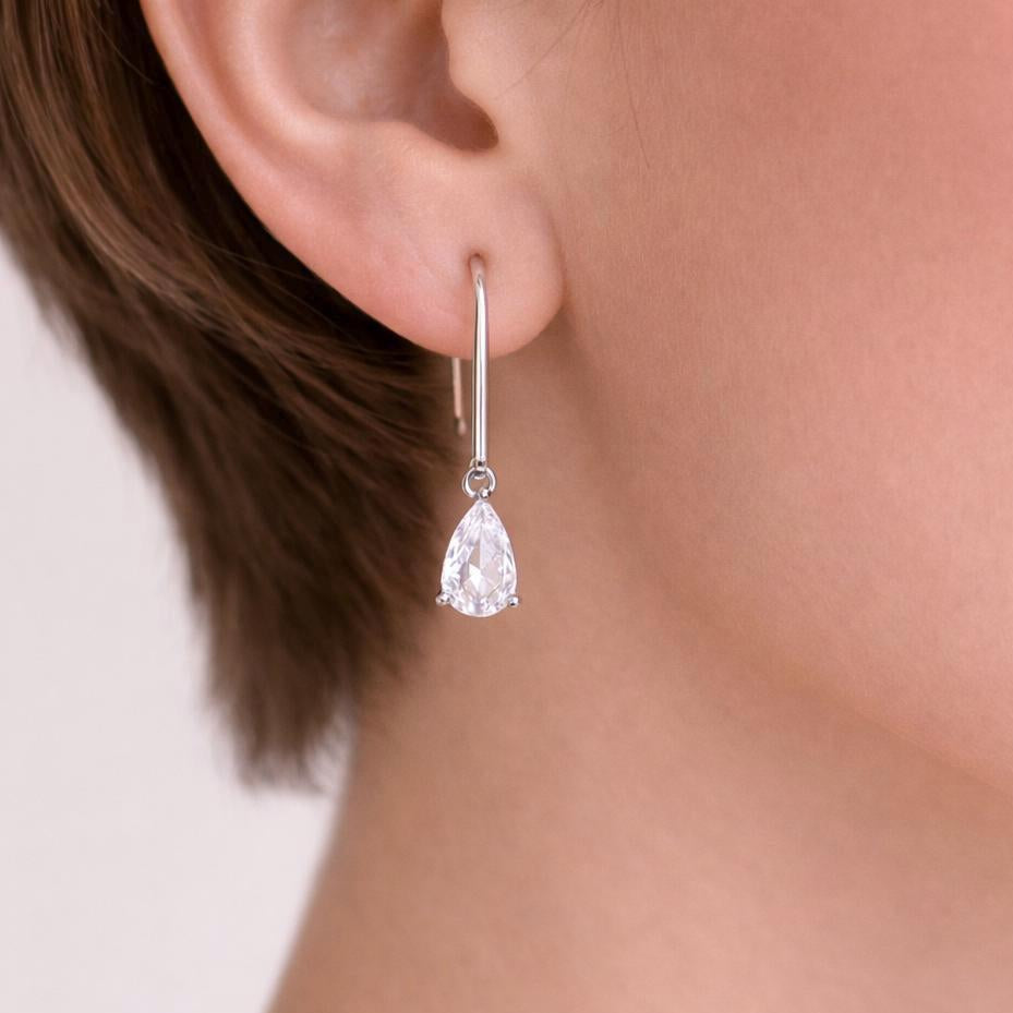 Teardrop Crystal Earrings: Sterling Silver Hooks, CZ Diamond Simulation