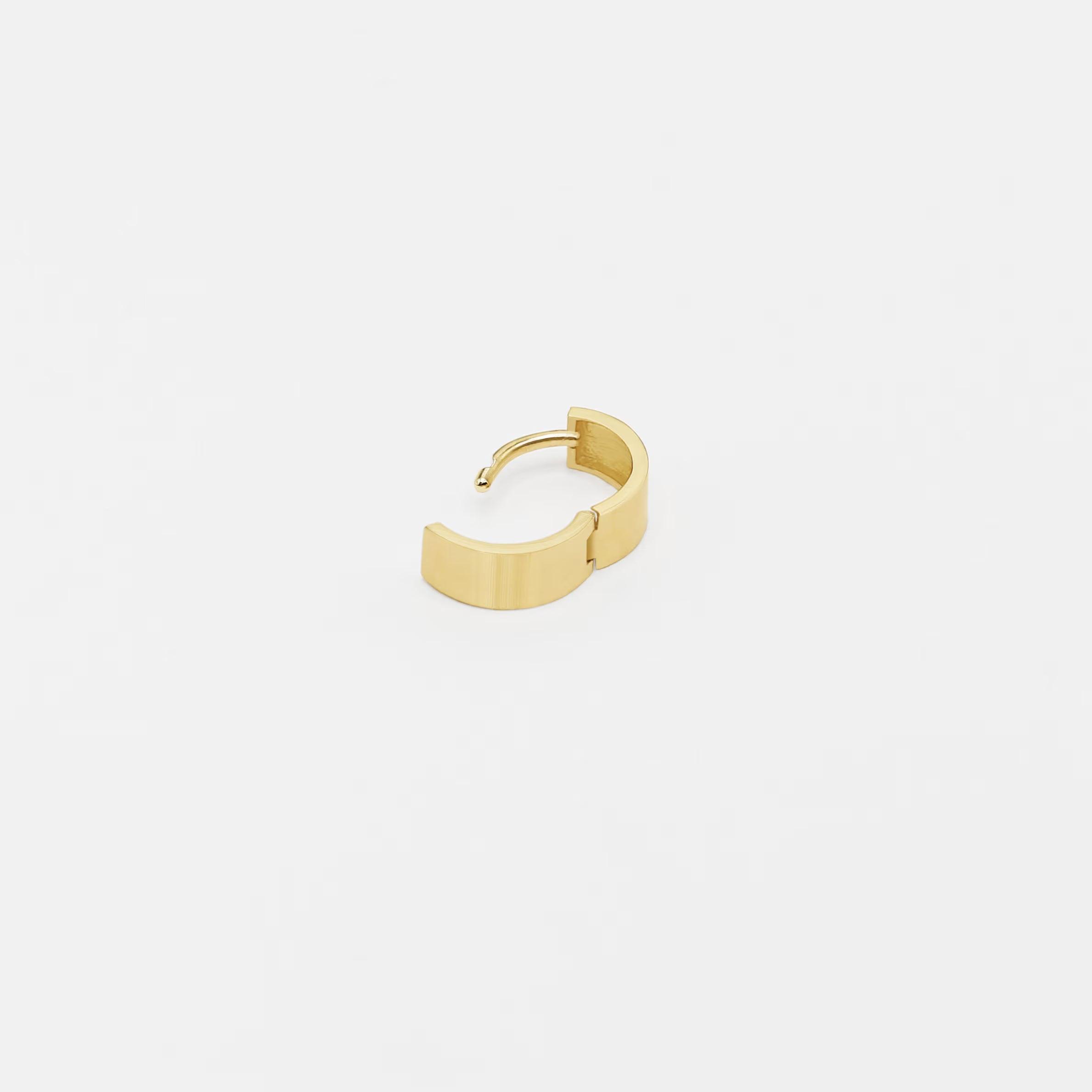 Elegant 14K Solid Gold Wide Huggie Hoop Earrings - Bold and Stylish.