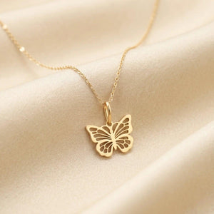 Elegant 14K Yellow Gold Butterfly Pendant Necklace - Graceful Charm for Every Occasion.
