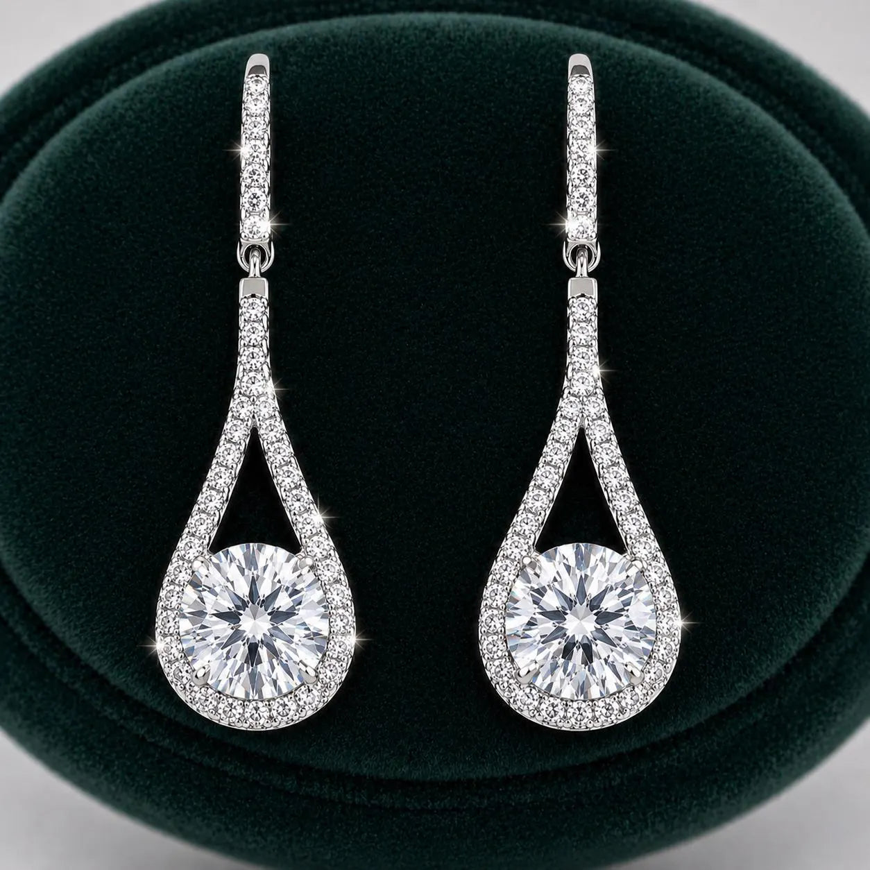 Round Cut 1 Carat VVS Moissanite Diamond Dangle Drop Earrings 925 Sterling Silver