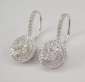 2Ct Lab Created Diamond round Drop & Dangle Earrings 14K White Gold Plated