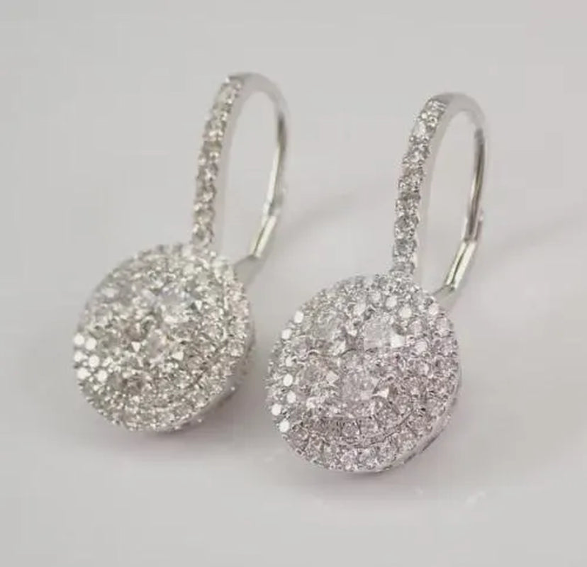 2Ct Lab Created Diamond round Drop & Dangle Earrings 14K White Gold Plated