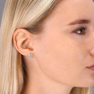 Dazzling Sterling Silver CZ Heart Stud Earrings - Perfect for Any Occasion!.
