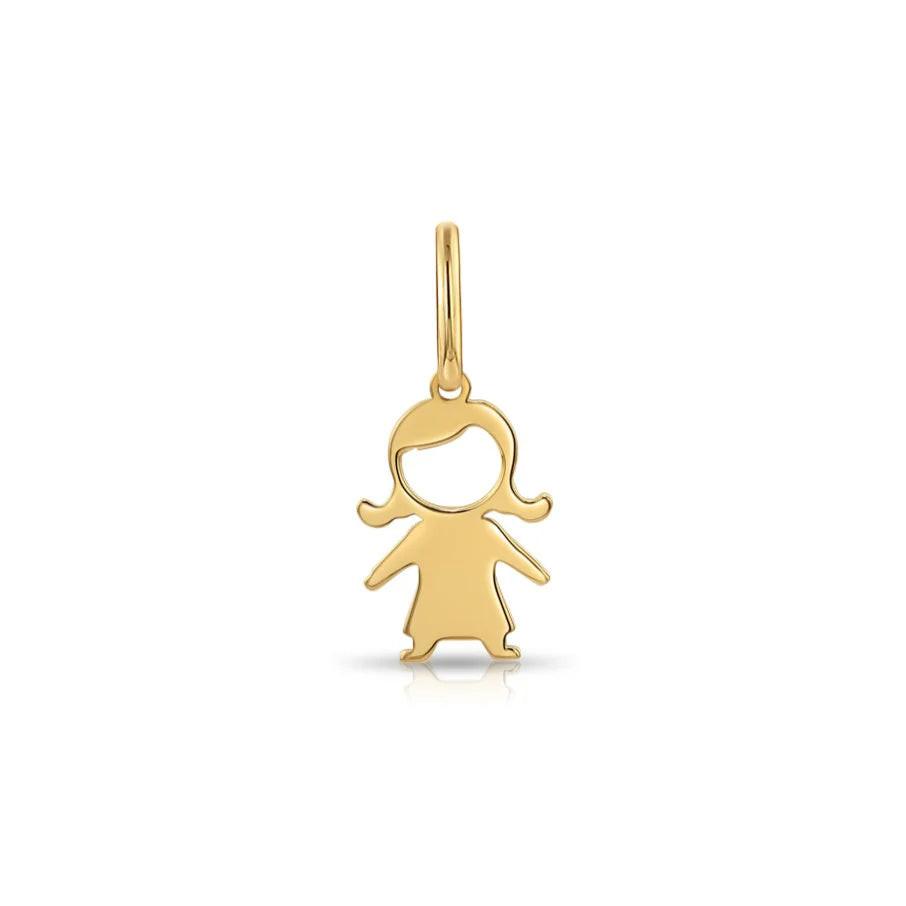 Delightful 14K Yellow Gold Little Girl Pendant Necklace for Timeless Elegance.