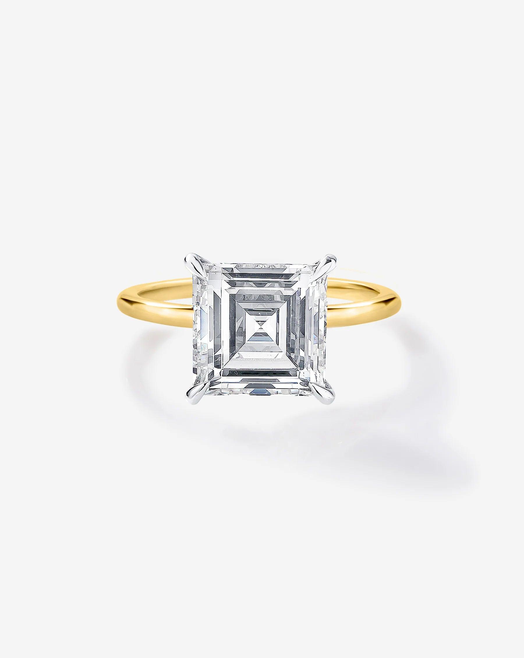 Exquisite 3.05 Carat Asscher Cut Natural Diamond in Whisper Thin® Setting.