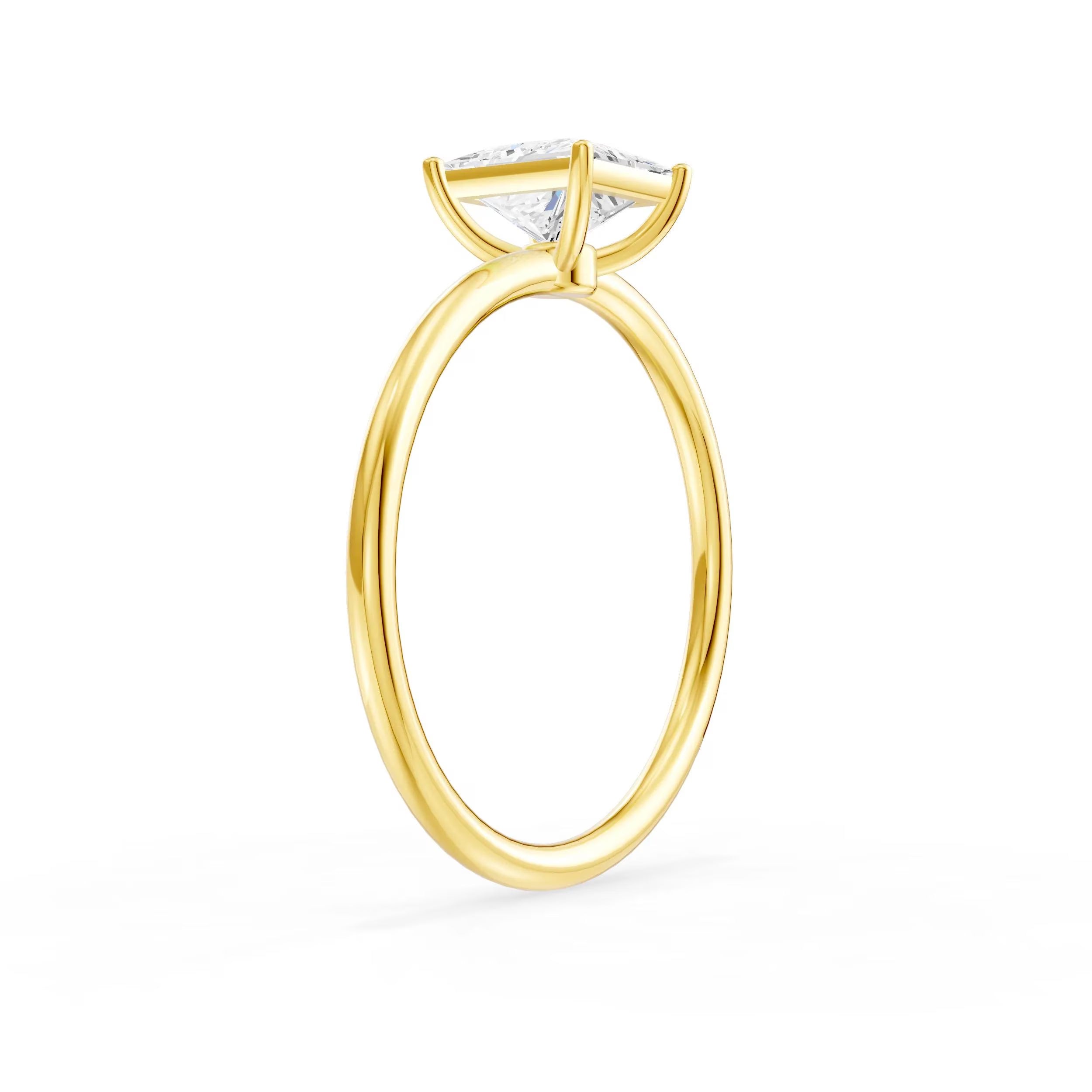 Stunning 10K Yellow Gold Princess Cut Diamond Solitaire Engagement Ring - The Perfect April Birthstone Gift for Her