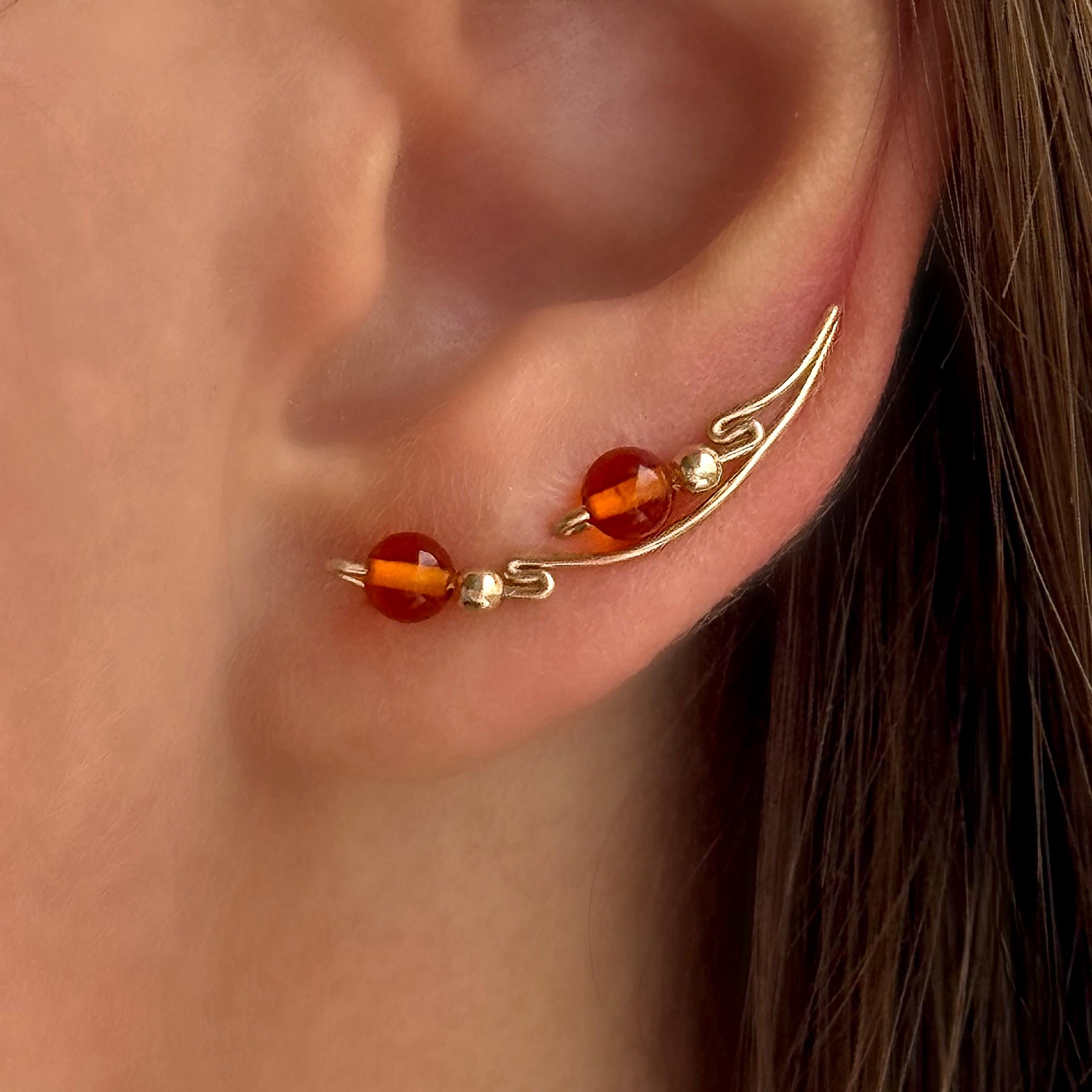 Gold Ear Climbers, Minimalist Handmade Jewelry Gift for Her