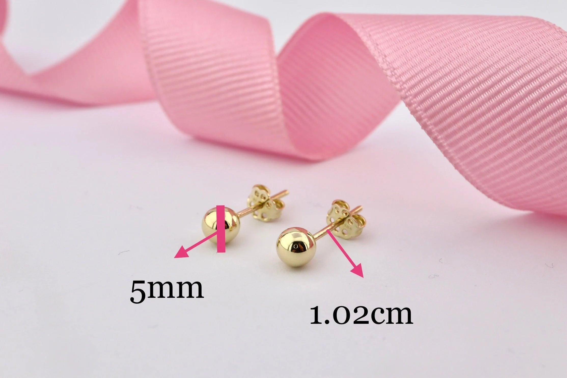 Elegant 14K Solid Gold Ball Stud Earrings - Timeless Minimalist Design for Everyday Wear.