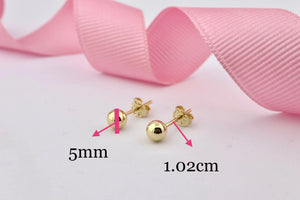 Elegant 14K Solid Gold Ball Stud Earrings - Timeless Minimalist Design for Everyday Wear.