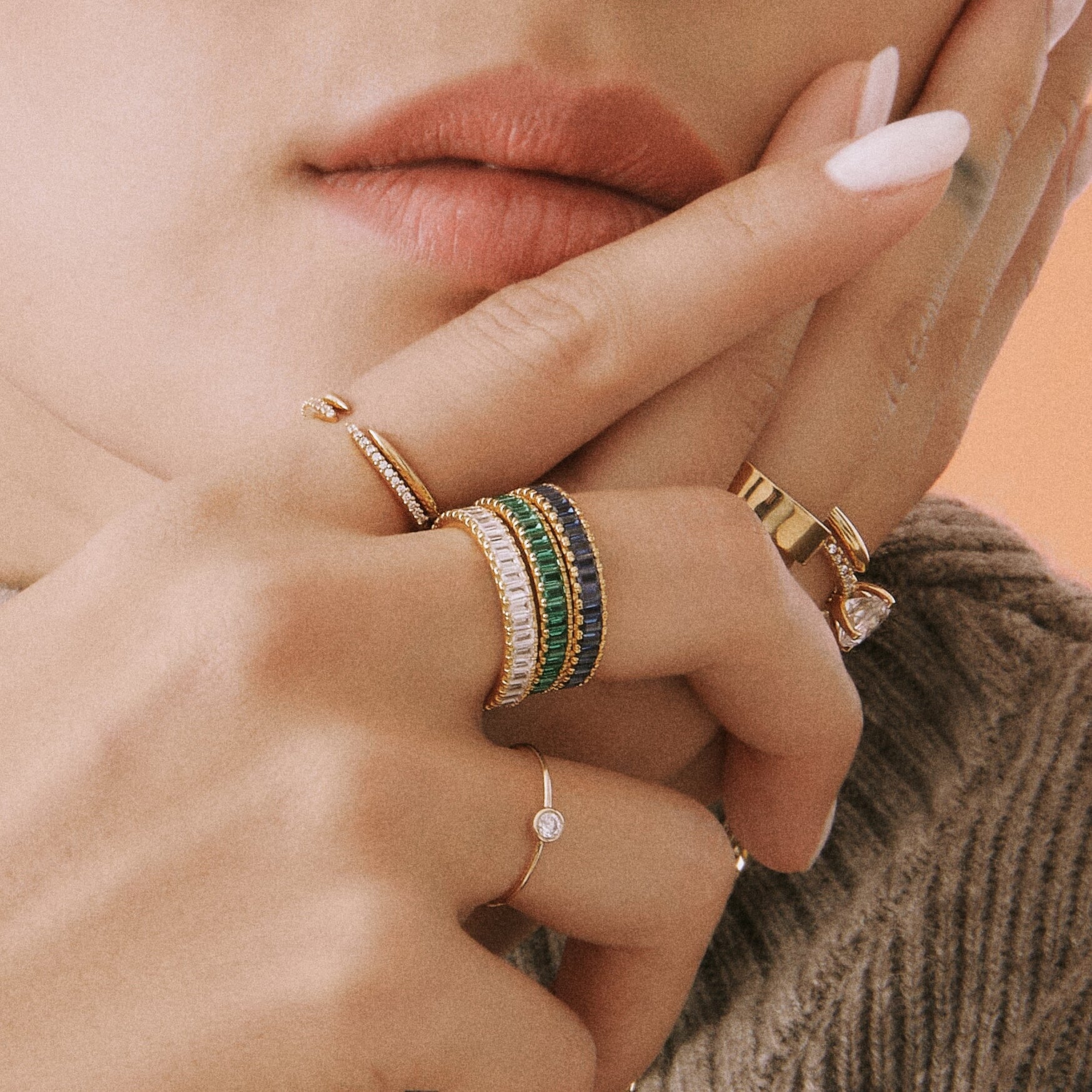 Lab Grown Green Emerald Baguette Eternity Ring NikNenz™ Premium Gold & Diamonds