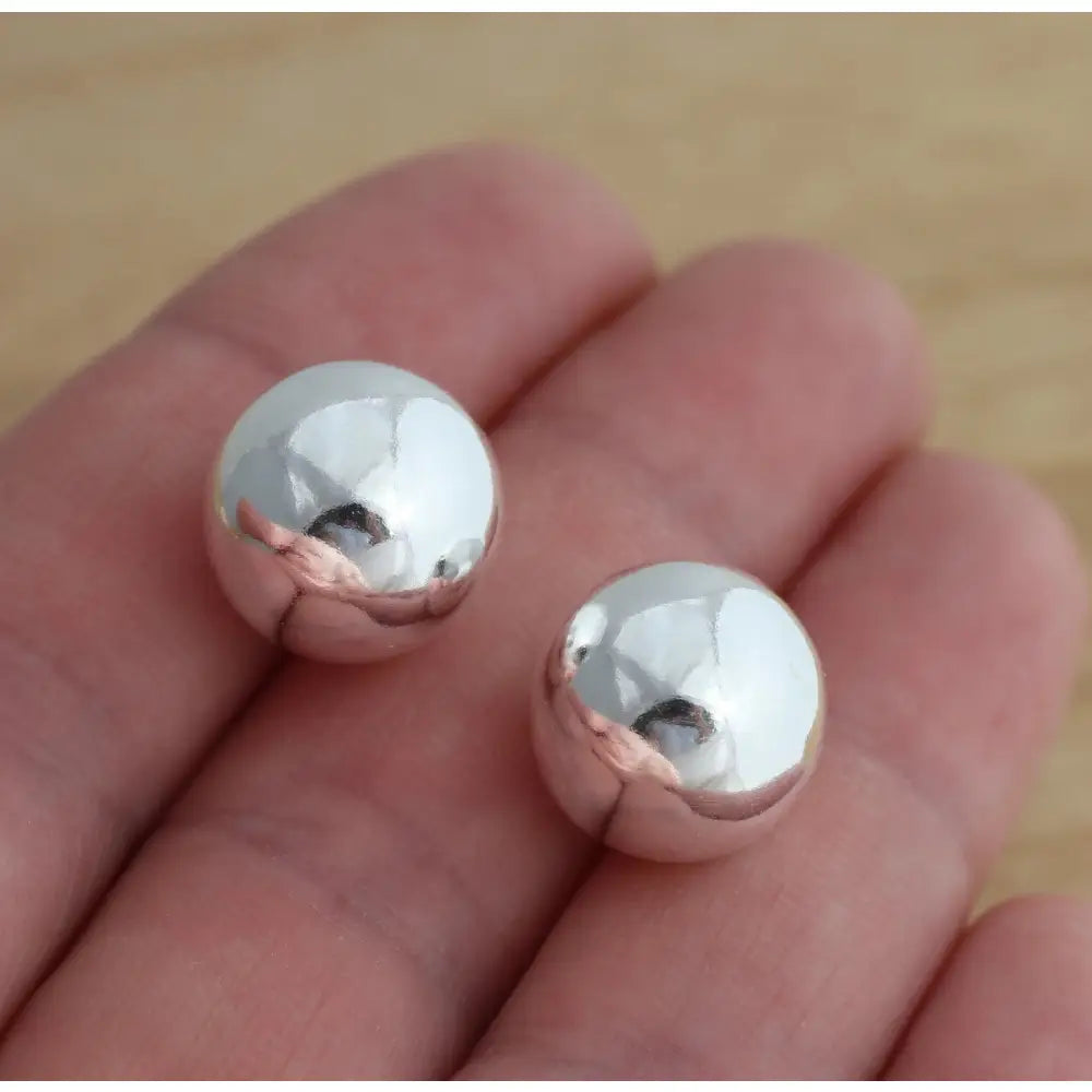 925 Sterling Silver 12Mm Ball Stud Earrings BIG Plain Gift Boxed