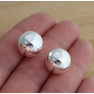 925 Sterling Silver 12Mm Ball Stud Earrings BIG Plain Gift Boxed