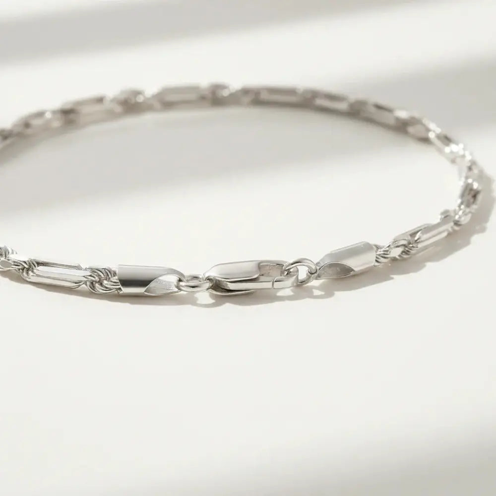 925 Sterling Silver Figarope Milano Italian Bracelet