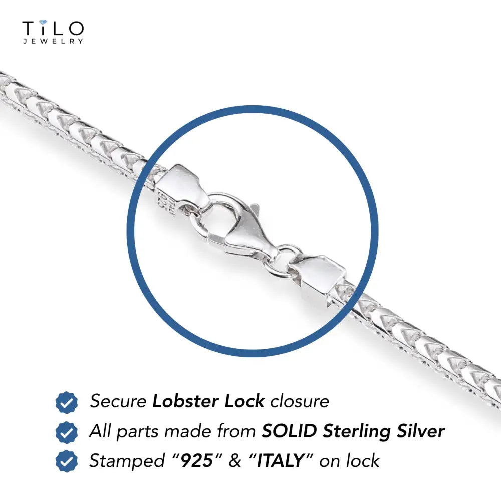 925 Sterling Silver Franco Chain Bracelet