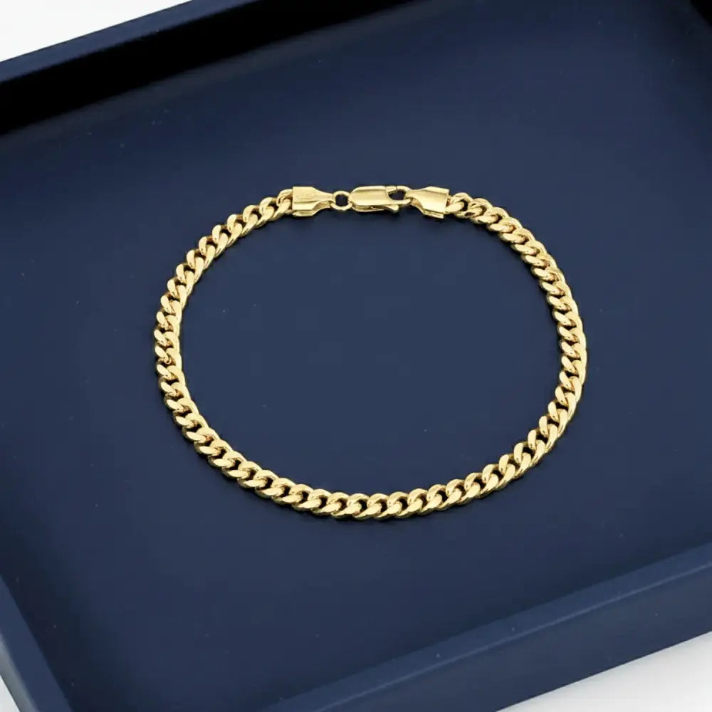 925 Sterling Silver Gold Plated Miami Cuban Link Bracelet, 5Mm Thick
