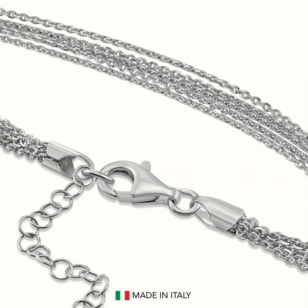 925 Sterling Silver Italian Multi-Row Cable Chain Bracelet, Adjustable 7"-8"