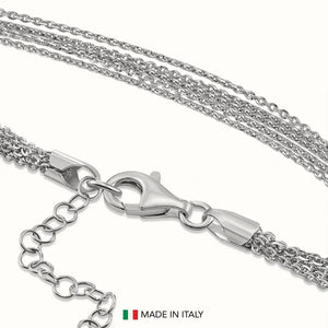 925 Sterling Silver Italian Multi-Row Cable Chain Bracelet, Adjustable 7"-8"