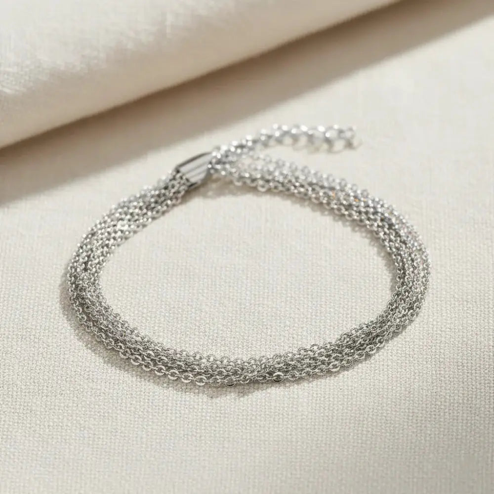 925 Sterling Silver Italian Multi-Row Cable Chain Bracelet, Adjustable 7"-8"