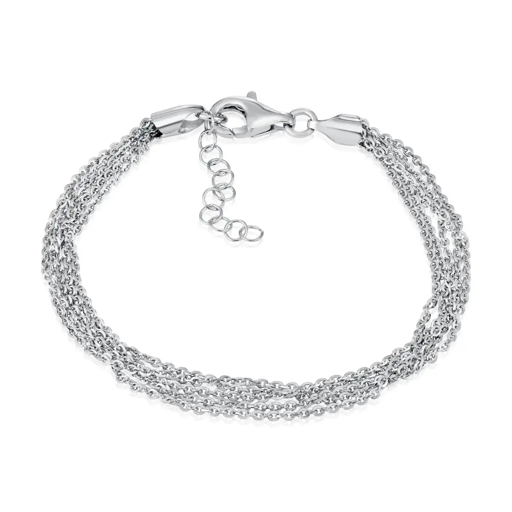 925 Sterling Silver Italian Multi-Row Cable Chain Bracelet, Adjustable 7"-8"
