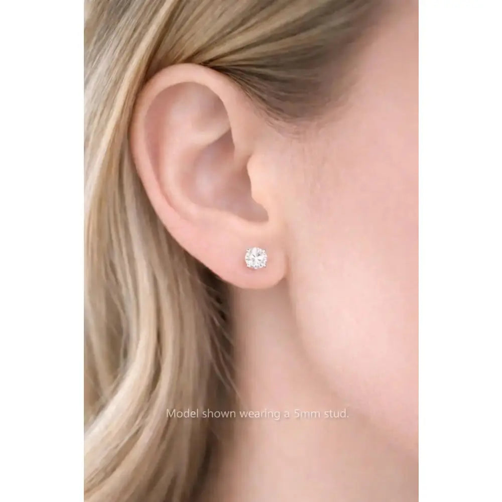 925 Sterling Silver round Earrings Studs Clear Tiny Small One Pair
