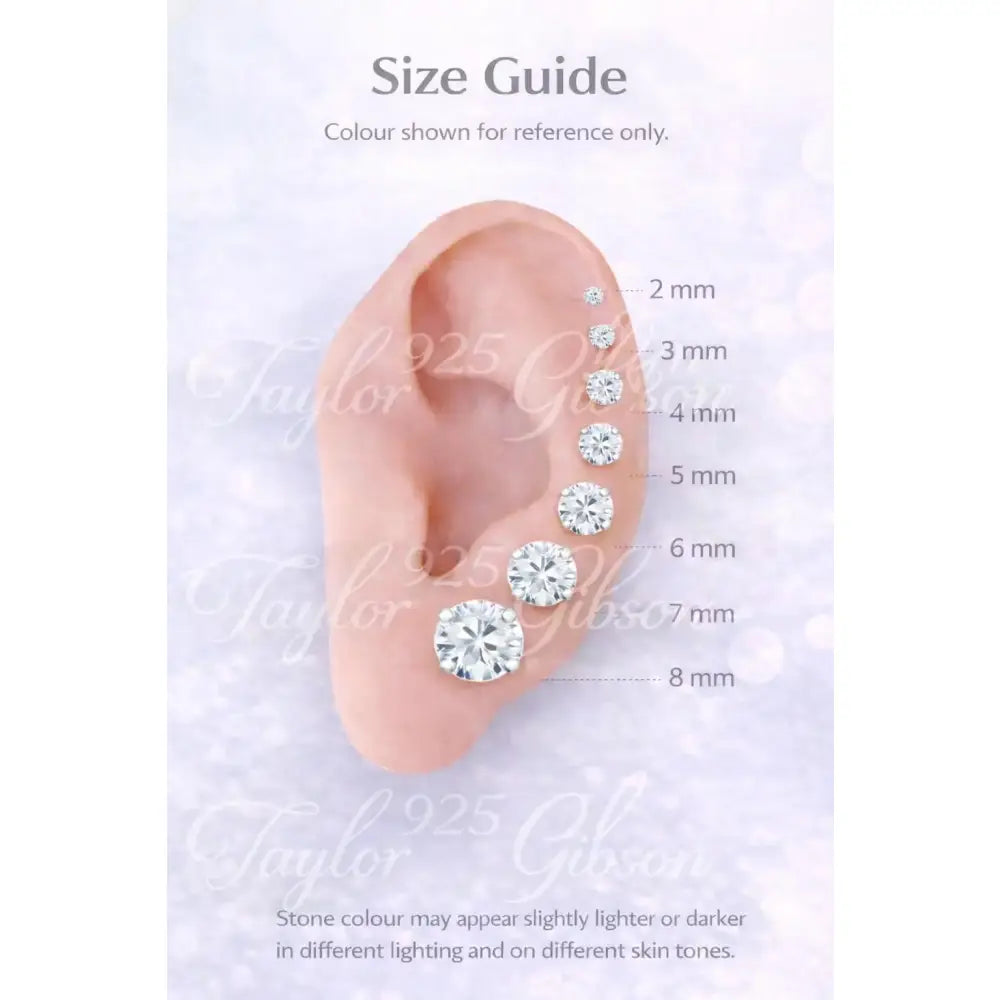 925 Sterling Silver round Earrings Studs Clear Tiny Small One Pair
