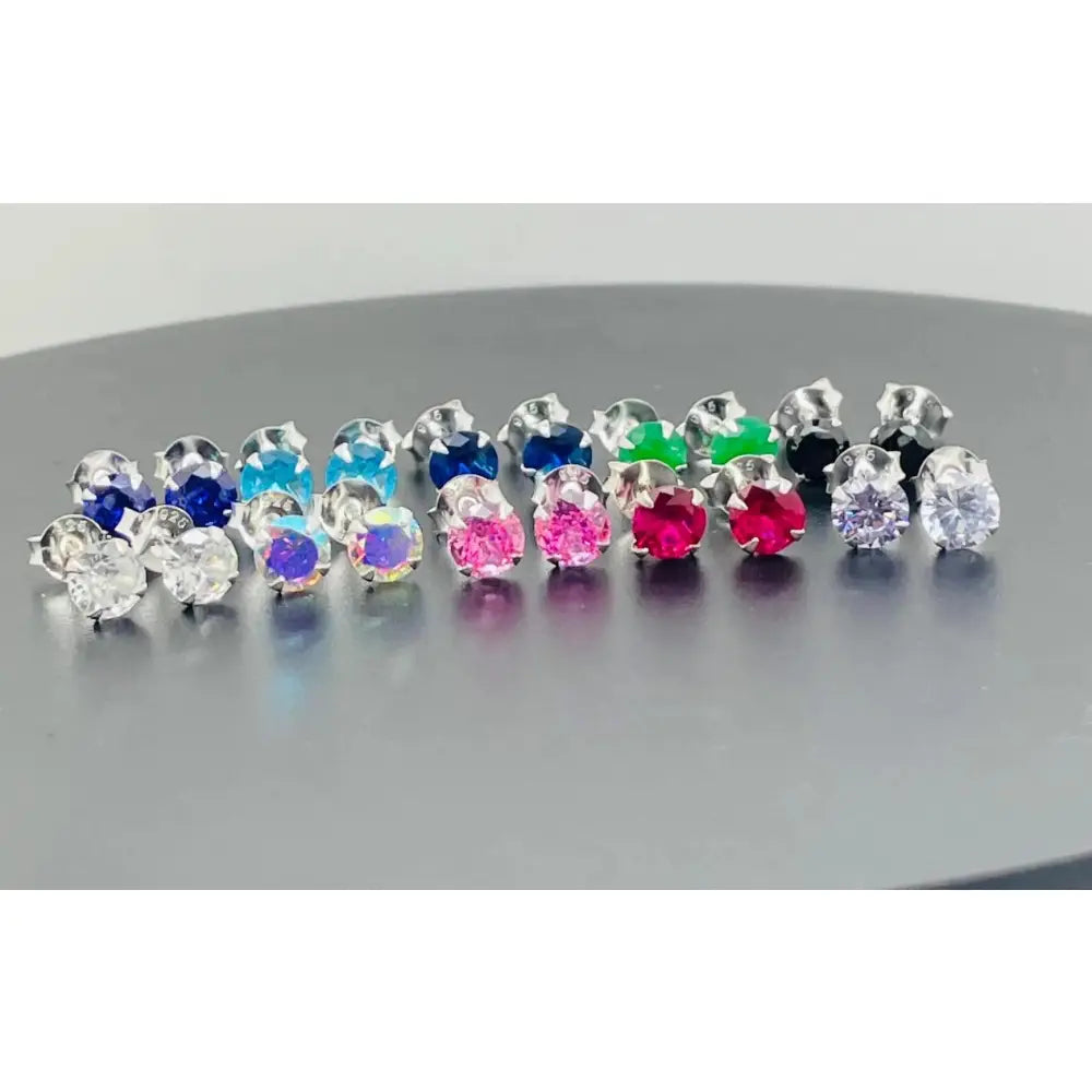 925 Sterling Silver round Earrings Studs Tiny Small One Pair