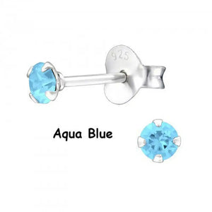 925 Sterling Silver round Earrings Studs Tiny Small One Pair