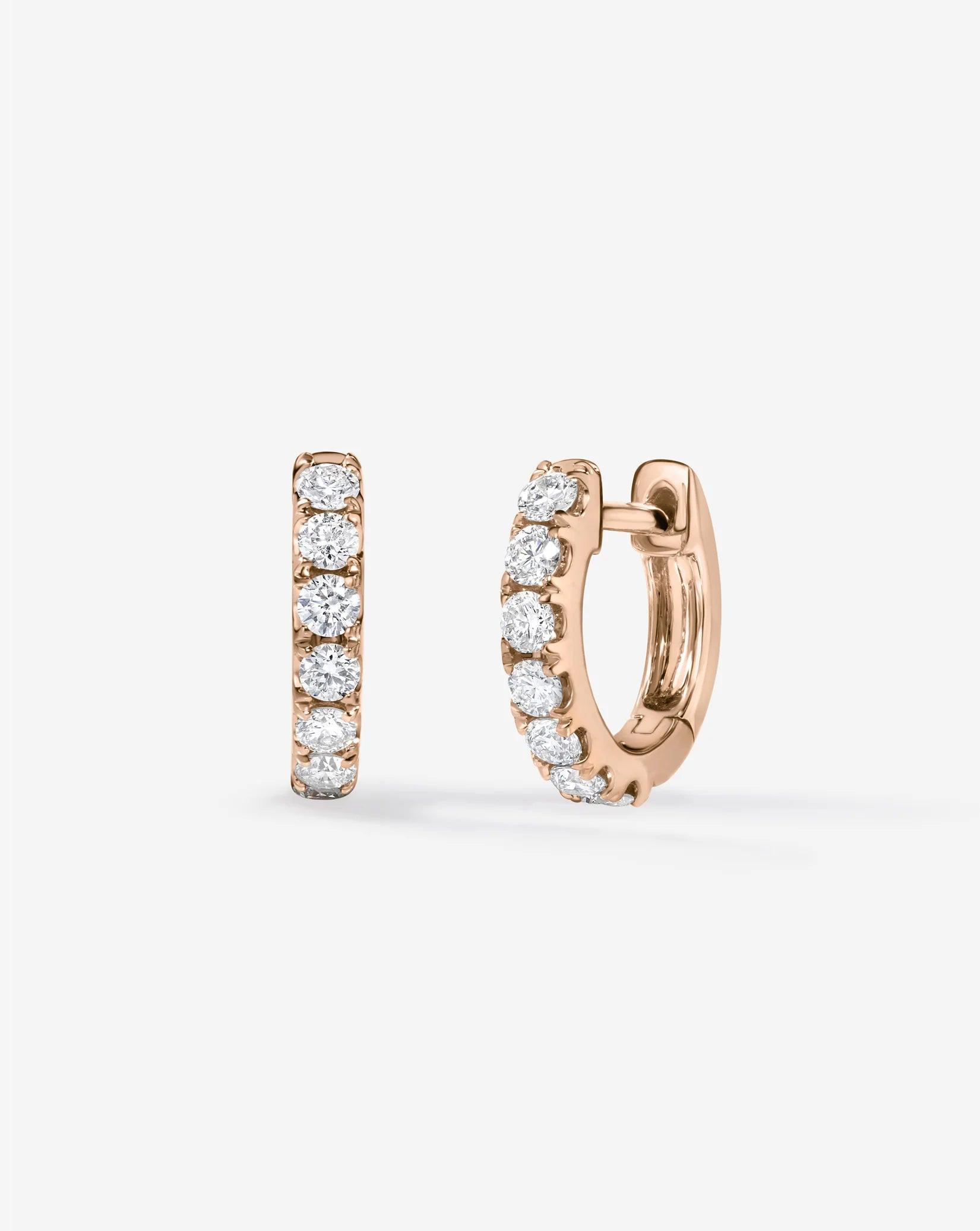 Elegant Petite Jumbo Diamond Huggie Hoops.