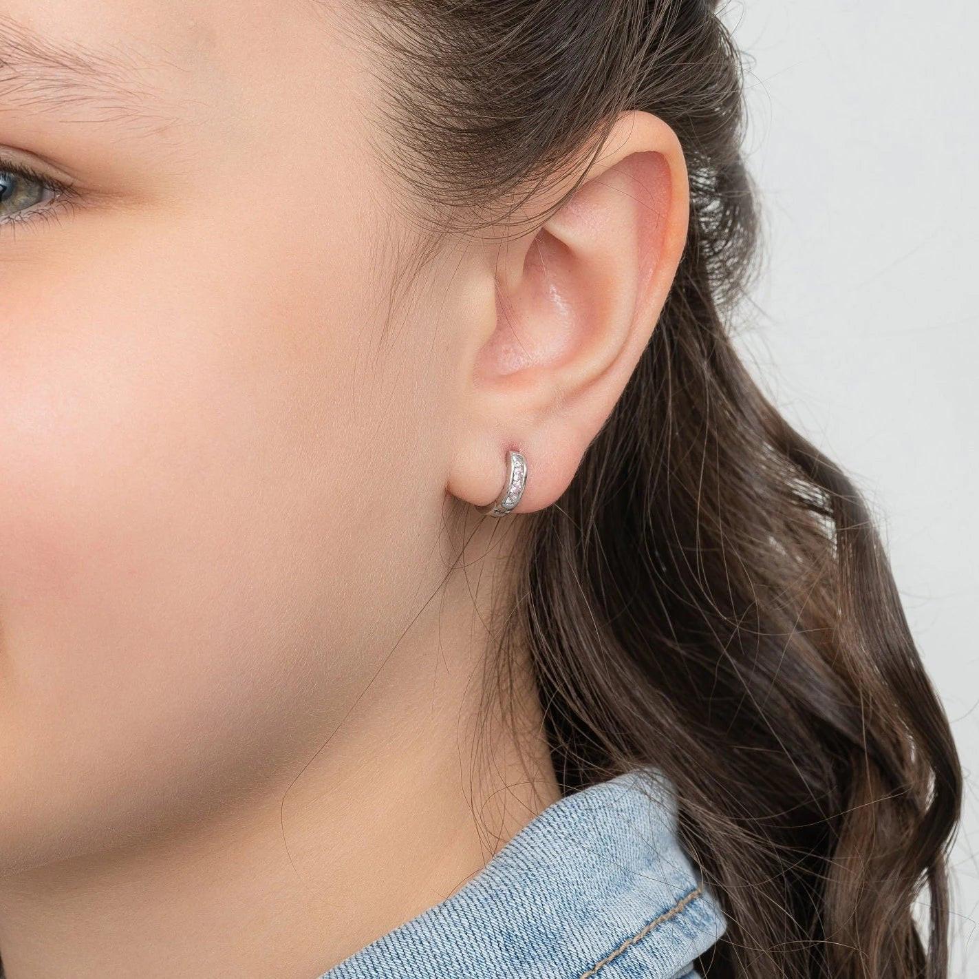 Dainty 925 Silver & Gold Colorful Gemstone Hoop Earrings - Perfect Birthday Gift!.