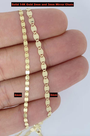 Solid 14K Gold Mirror Chain, 14K Gold Mirror Chain, Strong Dainty Stackable Layering Choker Gold Chain HIGH QUALITY, Ladies Gold Chain