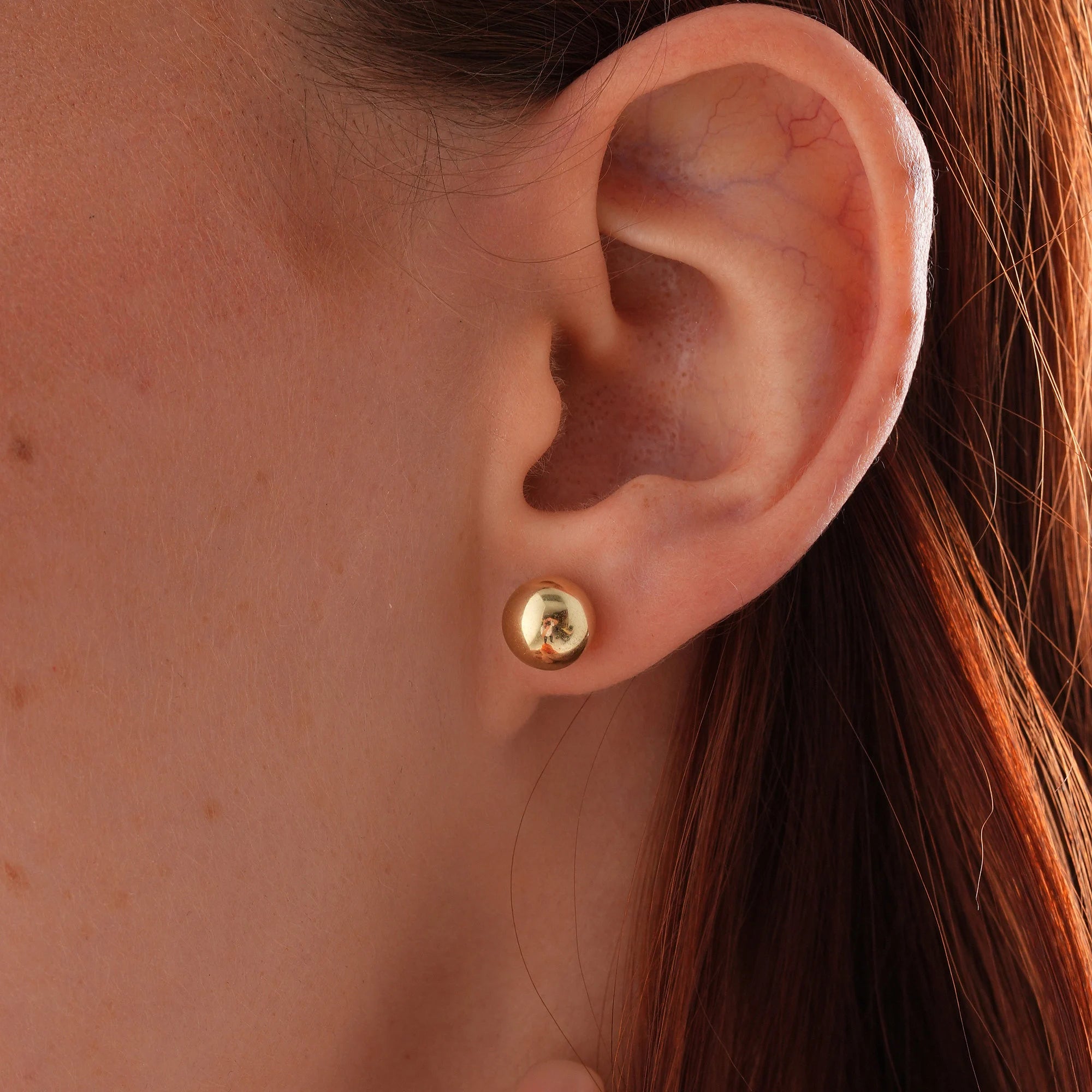 14K Gold Ball Stud Earrings 5Mm Solid Yellow Gold Studs Minimalist Everyday Jewelry Push Back Earrings Gift for Her Women