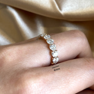 18K Gold Heart Lab Grown Diamond Eternity Band: Anniversary Ring