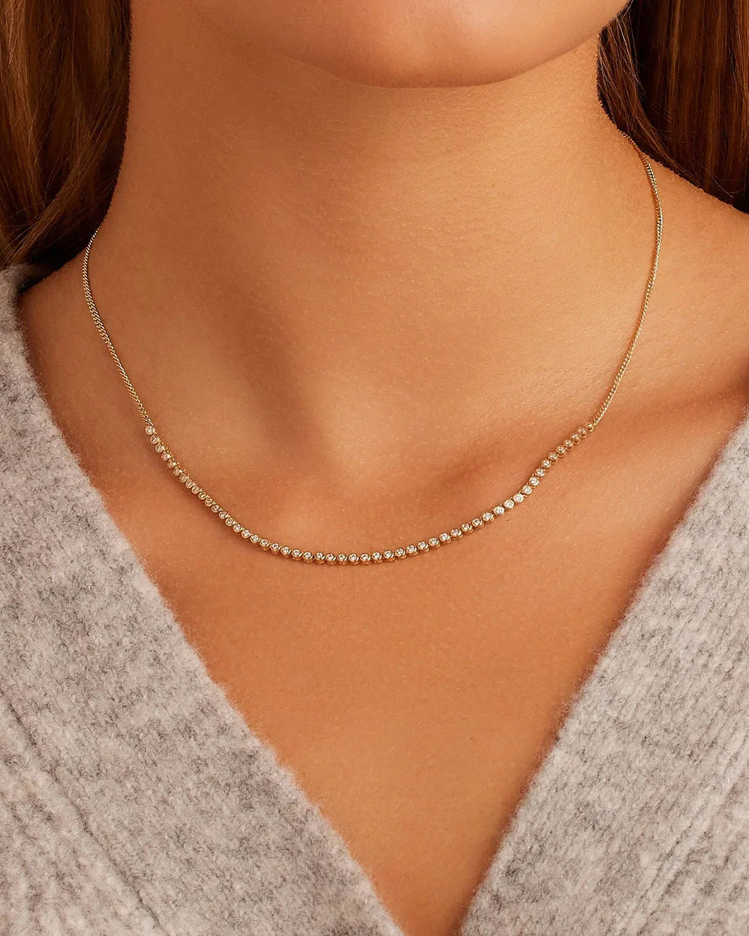 Classic Diamond Row Necklace NikNenz™ Premium Gold & Diamonds