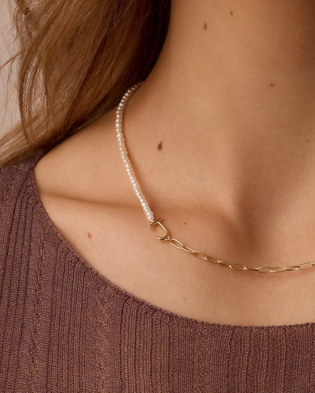 Lou Pearl Alphabet Necklace NikNenz™ Premium Gold & Diamonds