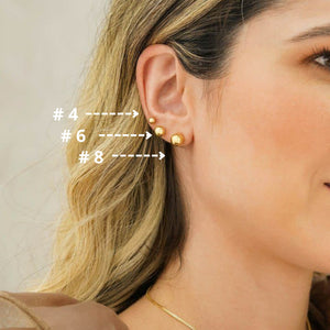 Handmade 18K Gold Plated Ball Stud Earrings, Hypoallergenic 4Mm