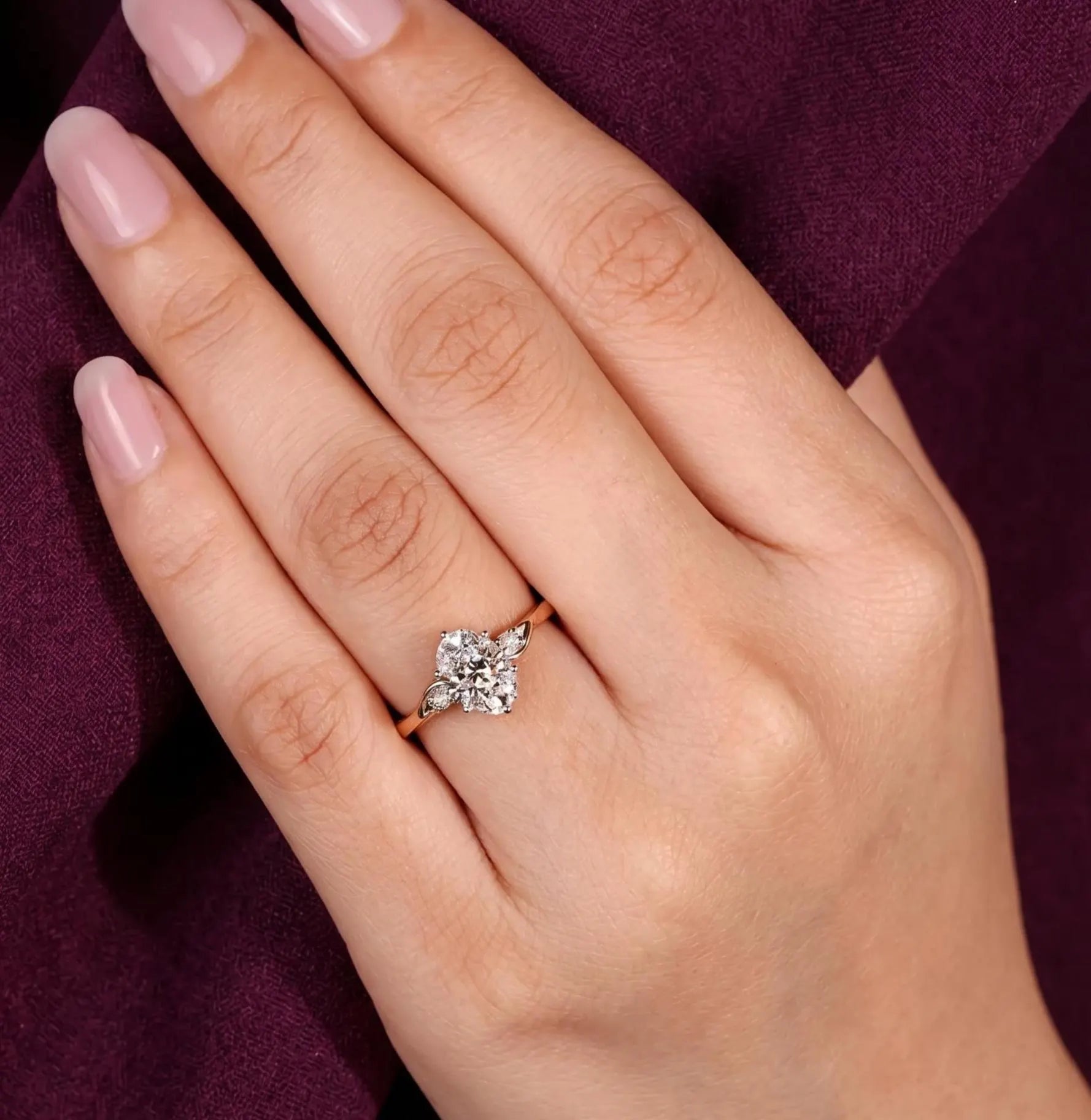 Oval Diamond Engagement Ring Genuine Lab Grown Diamond Ring Solid Gold 10K 14K 18K Ring Oval Proposal Ring 3 Stone Ring Anniversary Gifts