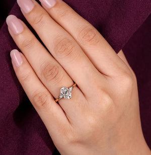 Oval Diamond Engagement Ring Genuine Lab Grown Diamond Ring Solid Gold 10K 14K 18K Ring Oval Proposal Ring 3 Stone Ring Anniversary Gifts