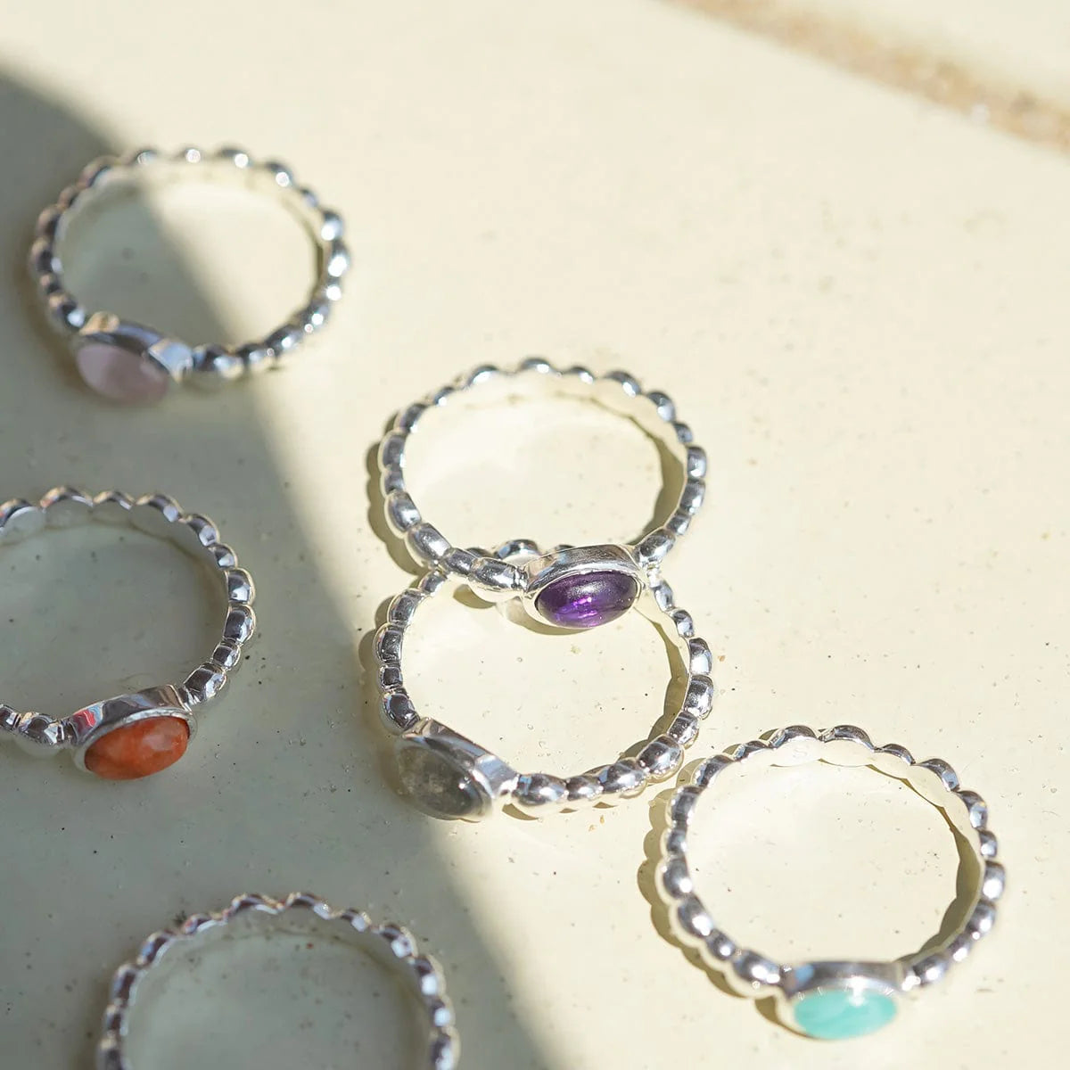 Healing Stone Bobble Ring Sterling Silver