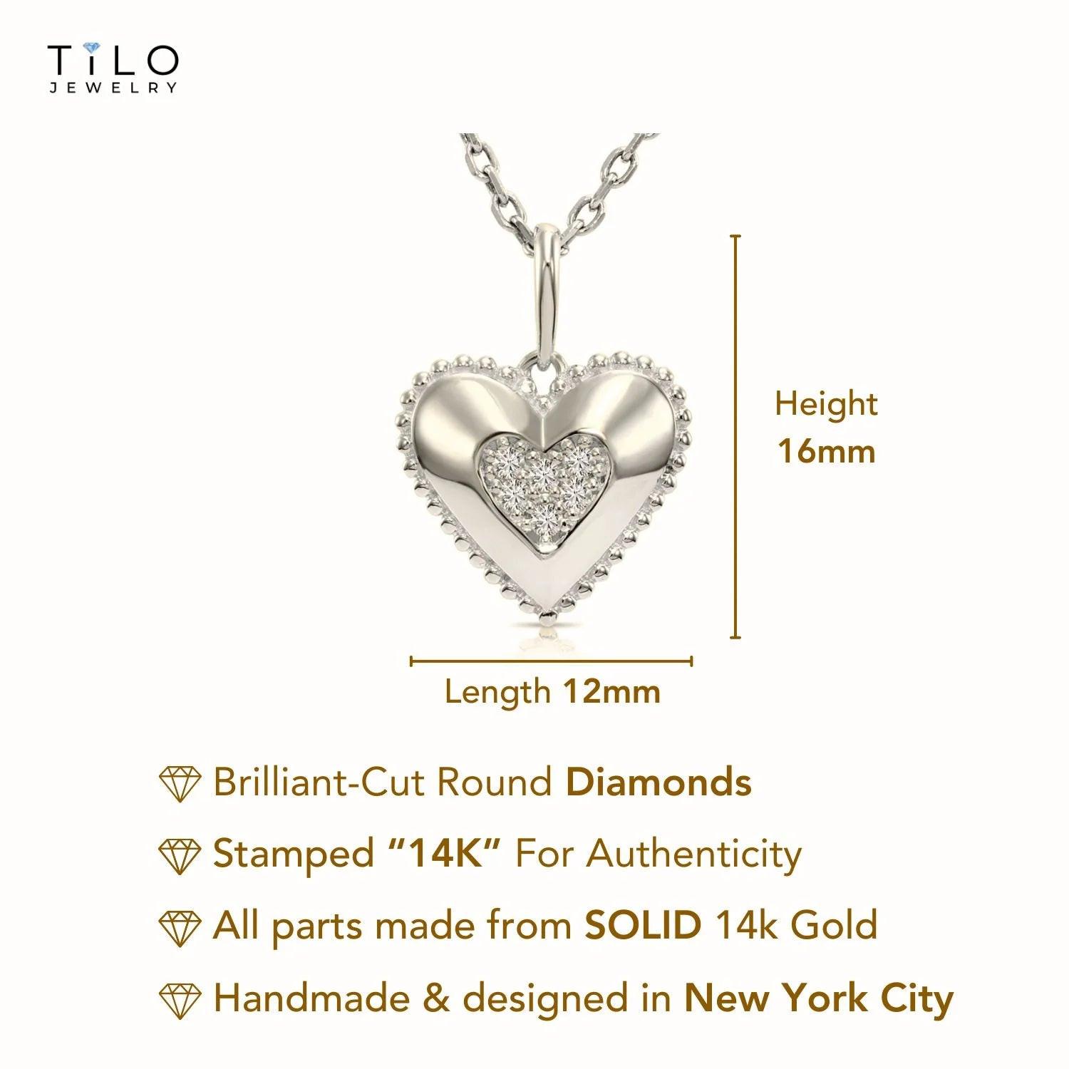 Radiant 14K White Gold Lab Diamond Heart Pendant Necklace - 0.15 Carats of Elegance.