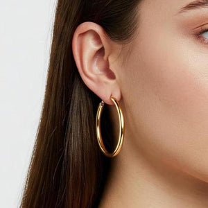 Stunning 14K Yellow Gold Large Hoop Earrings - Bold & Classy 1.75 Inch Design.
